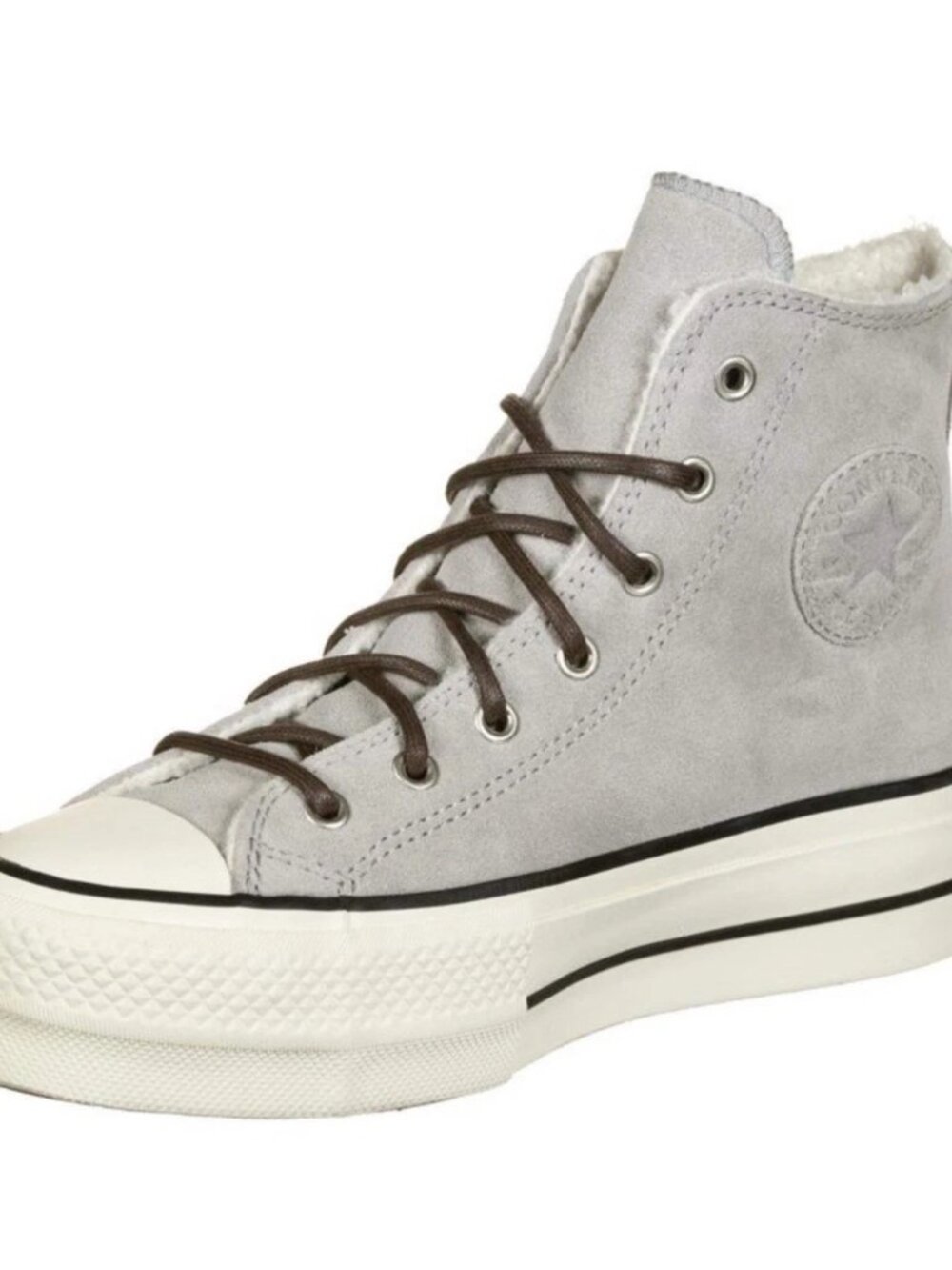 Converse Chuck Taylor All Star Lift High Top Grey Suede Faux Fur Womens 7